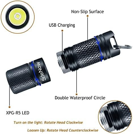 Мини-Фенерче-Ключодържател с Микро-USB Перезаряжаемым Малка лампичка, яркостта на което може да достигне 200 лумена за ЕРП-фенерче