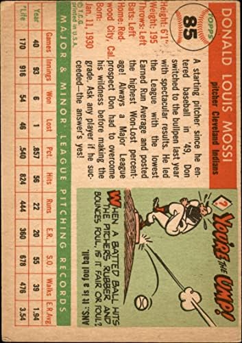1955 Topps 85 Дон Мъхнат Кливланд Индианс (Бейзболна картичка) ЧЕСТНО индианците