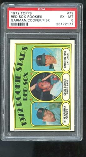 1972 Topps 79 Red Sox НОВОБРАНЕЦ Stars Карлтън Фиск Сесил Купър PSA 6 - Градуированная картичка - Бейзболни картички за начинаещи