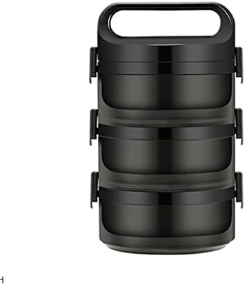 PDGJG Черно Изолиран Обяд-Бокс Контейнер За Съхранение на Хранителни Продукти е Голям Преносим Комплект Съдове за готвене Bento Box