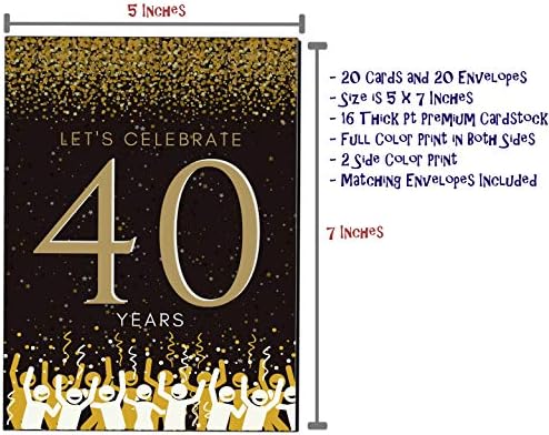 Покани за парти в чест на 40-годишнината Elcer | Честване на 40-годишнината от | С Юбилей | 5 x 7 | Черно злато | Попълнете