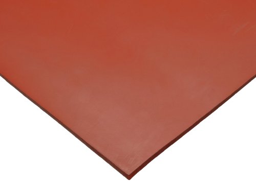Силиконов лист, Дюрометр 50А, Гладка повърхност, Залепваща основа, Червено, Дебелина 0,125 инча, Ширина 36 инча, Дължина
