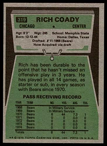 1975 Topps # 319 Рич Коуди Чикагские мечки (Футболна карта) в Ню Йоркские мечки Мемфис