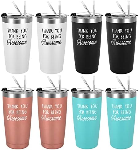Gtmileo Благодарствени подаръци, 8 опаковки, Благодаря Ви, За Това, че сте Страхотен Пътен чаша с изолация от Неръждаема