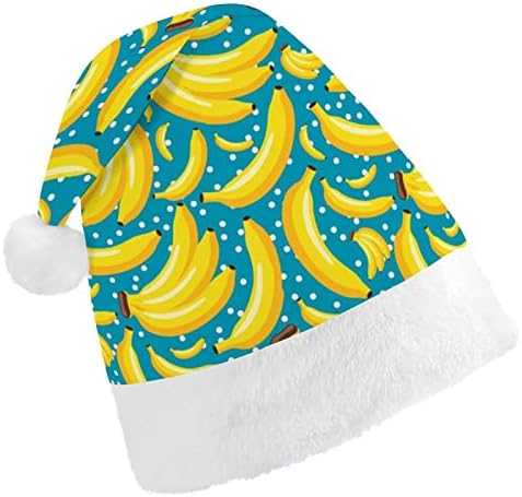 Коледна шапка-банан, шапки на Дядо Коледа, къси плюшени шапки с бели ръкавели за мъже и жени, украса за коледното парти
