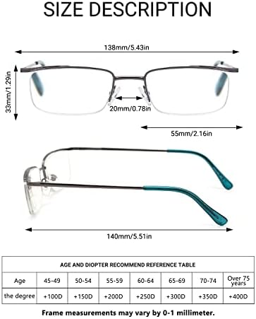 TERAISE 3 опаковки Очила за четене в Полурамке за мъже/жени, Със заключване синя светлина, Модерен Удобни и Леки Очила за четене