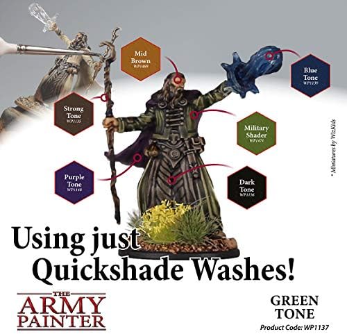 The Army Painter Tone Green Ink - Quickshade Wash - Нетоксичная Леко Пигментированная боя за измиване на водна основа за настолни ролеви игри, настолни игри и colorization миниатюрни модели на