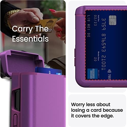 Чанта-портфейл X-FOUR Galaxy Z Flip 4 със защита на панти [Слот за карти] Samsung Galaxy Z Flip 4 5G Калъф с държач за карти устойчив на удари Защитен силиконов калъф за телефон от TPU (лила