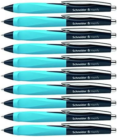 Химикалка химикалка Schneider Haptify, M (Средно), Множество и прибиращ се, Корпус-тъмно-светло-синьо, Кутия от 10 дръжки, Синьо мастило (135323)