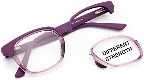 Очила за четене Amorays Със Сменяеми Обективи за мъже и Жени, Извити Пантите за четене с Различна якост за Всяко око