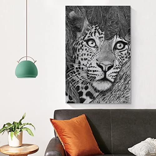 MLXFCGA Черно-бял Плакат с изображение на животни Леопард на Дървото, Платно, Маслени картини, Плакати и Щампи, Стенни
