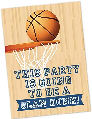Покани за рожден ден са по баскетбол за деца (20 броя в Плик) - Принадлежности за спортни партита по баскетбол за момчета