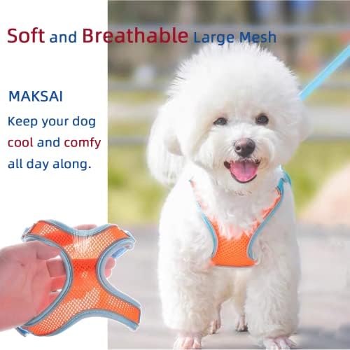 Шлейка за кучета MAKASI Без напрежение Комплект с каишки, Светоотражающая Шлейка за домашни любимци с Дишаща мрежа, лесно Управляеми Предната Клипса за Малки кучета е