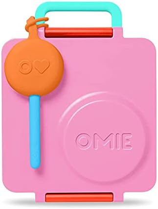 OmieBox Bento Box за Деца, Изолиран Обяд-бокс за Bento с Изтичане Термосом, 3 Отделения + Синьо Комплект съдове за готвене с Футляром