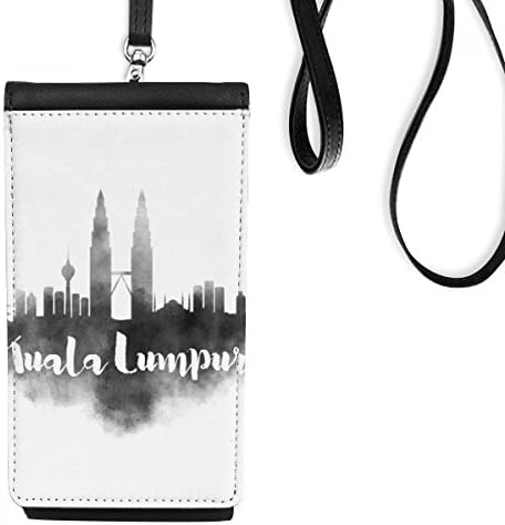 Куала Лумпур Малайзия Ориентир Тъмен Град Телефон В Чантата Си Портфейл Окачен Мобилен Калъф Черен Джоба