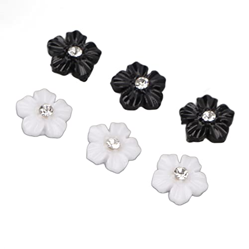 3D Флорални Декорации за Нокти, Декорации За Нокти От Смола Преносими Черни Бели Цветя с 5 Листенца за дома за Изпълнения