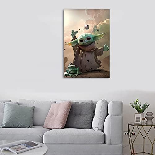 CCWACPP Плакати с малко дете Йодой в рамка на стената Йода & Frog Wall Art HD Печат дете Йоды на платното за галерии, готова да бъде обесен (12x18 инча (30x45 см), Йода-02)