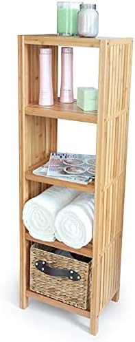 Кошница за дрехи ToiletTree Продукти от бамбук с Две отделения и Луксозни Бамбук Отделно Стоящи рафтове за организация