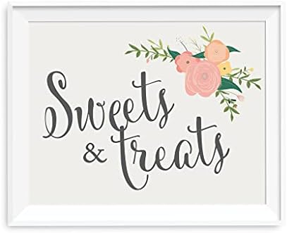 Табели за сватбени партита Andaz Press, Цветен Принт под формата на Рози, 8.5 x 11 инча, Знак за Десерт на масата Sweets & Treats, 1 опаковка, Без рамка
