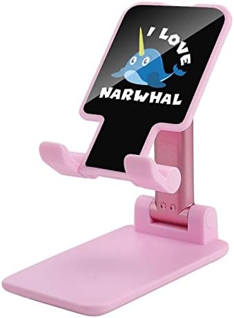 Аз обичам Поставка за мобилен телефон Narwhale за Маса Сгъваема стойка за Телефон С Регулируем Ъгъл на Наклона на Височината На Здрава Поставка в Розово Стил