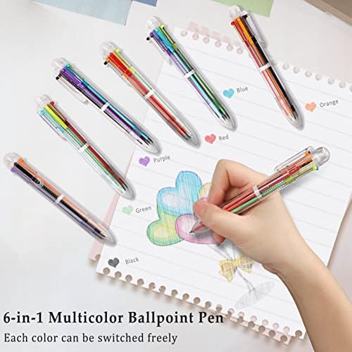 Химикалка писалка SFLHHDM 4 в опаковка, Многоцветни Прибиращи Химикалки 6 в 1, да се занимават с цветно Мастило: 0,5