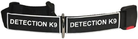 Етикет на яката Дина и на Тайлера, Найлонов нашийник за кучета с ивици DETECTION K9 - Черен - Размер: Малка - Подходяща за врата от 18 до 21 инча