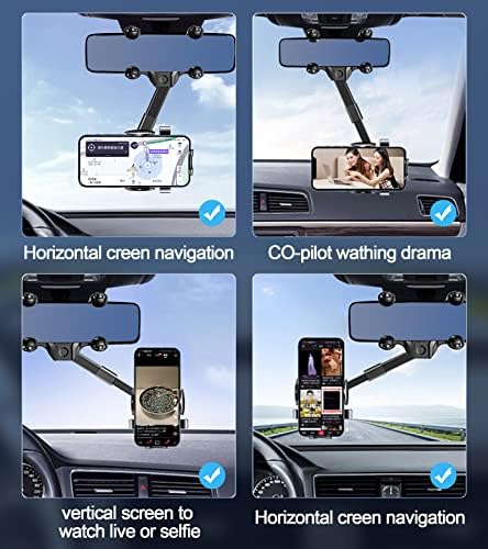 Закопчалка за телефон Mueczeo на предното стъкло на автомобила, държач за обратно виждане, Отточна тръба на шарнирна връзка и разтегателен Кола за телефон, щипка за мо?