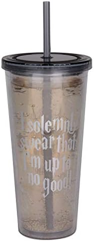 Пътен чаша с соломинкой Карта на Мародера Хари Потър - Тържествено се заклевам, че не съм замышляю нищо добро - Акрилни чаша сребро модел - 22 грама