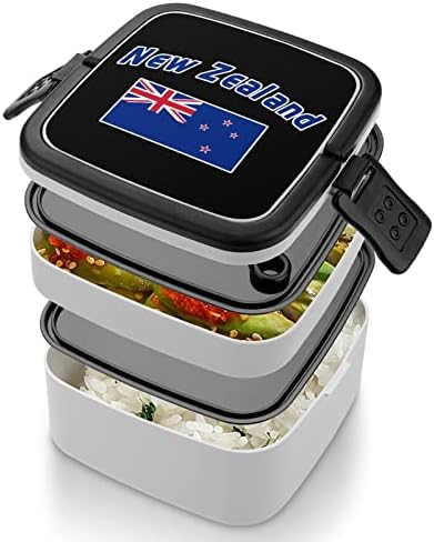Кутия за Бэнто с Флага на Нова Зеландия, Двуслойни Универсален Штабелируемый Контейнер за Обяд с Лъжица за Пикник, Работа и Пътуване