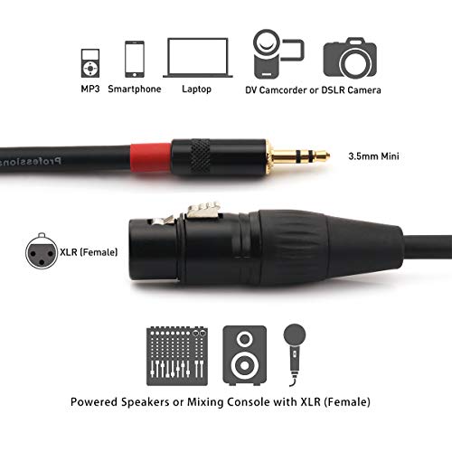 NANYI 3,5 мм (1/8 инча) Свързване на аудио-микрофон, кабел TRS Stereo Male-XLR Female, подходящ за iPod, мобилен телефон,