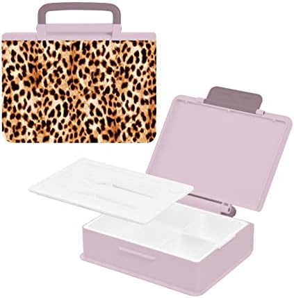 Кутия за обяд Bento с принтом Леопардового леопард ALAZA, Херметични контейнери за обяд, които не съдържат BPA, с вилица и лъжица, 1 бр.