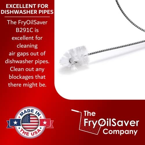 FryOilSaver Co | B291c Гъвкава Четка За почистване на съдомиялна машина | за Пречистване на маркучи CPAP | Глава с четина