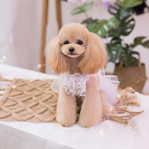 Рокля за домашни любимци FEGOCLT, облекло за кучета и котки, Бяла Сватбена рокля, Плюшевое рокля, Йоркширское рокля, Лятна рокля на принцеса за кученца (Size: X-Small)