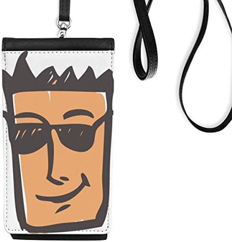 Слънчеви Очила Скица На Лицето Карикатура Телефон В Чантата Си Чантата Виси Мобилен Калъф Черен Джоба