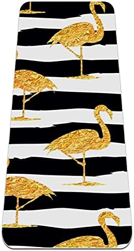 Siebzeh Gold Flamingo с шарките на черна ивица, по-дебела подложка за йога Премиум-клас, в екологично Чист гумена подложка