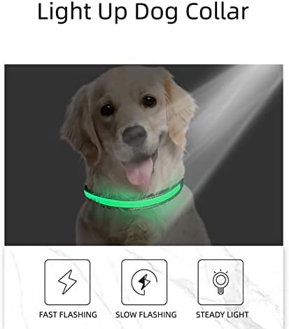 Led Яка COMOIL за кучета, която се презарежда чрез USB, Водоустойчив Светещи Нашийници за Кучета, Регулируем Светлинен нашийник за котки и за Нощни разходки, джогинг и тич